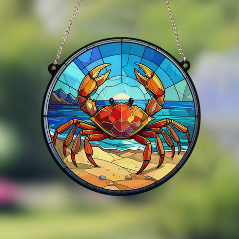 Crab Stained Glass Effect Suncatcher